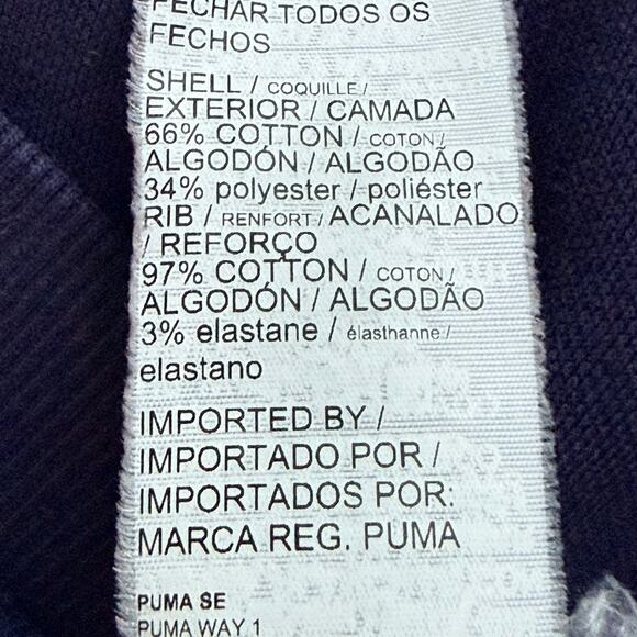 PUMA Men's Size Large Navy Blue Full Zip Cotton Blend Track Jacket Sweatshirt - Picture 8 of 11